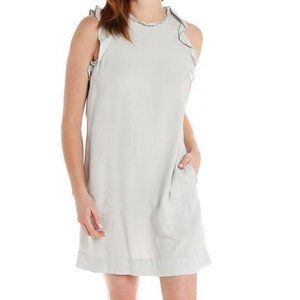 Bella Dahl Chambray Ruffle Trim Mini Dress Sz M